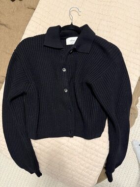 Wilfred Black Chunky Knit Button-Up Cardigan